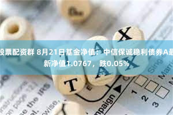 股票配资群 8月21日基金净值：中信保诚稳利债券A最新净值1.0767，跌0.05%