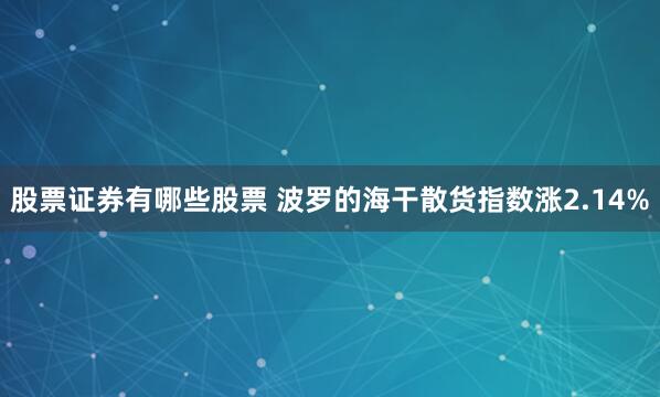 股票证券有哪些股票 波罗的海干散货指数涨2.14%